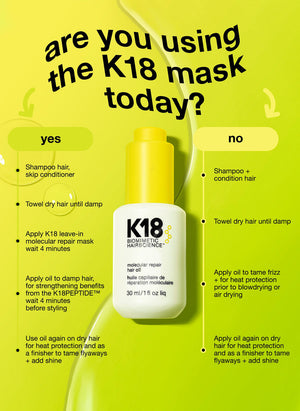 K18 Molecular Repair Hair Oil 30ml at Eds Hair Bramhall